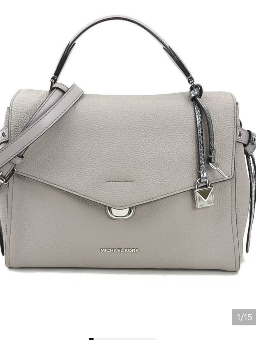 Michael Kors Gray Leather Bristol Satchel with Crossbody Bag